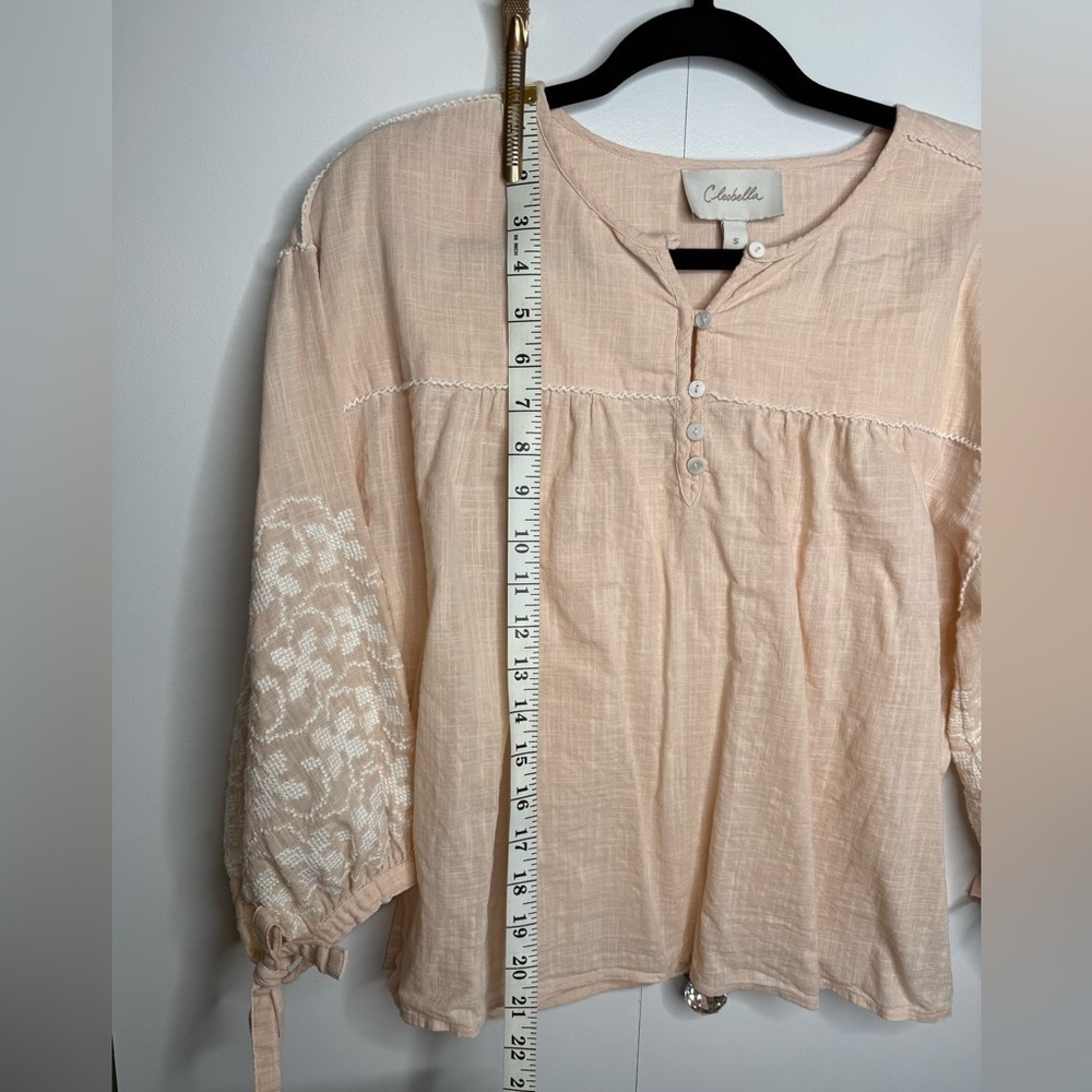Cleobella - 100% Organic Cotton - Peach Needle Point Sleeve Blouse - Small - Picture 7 of 11